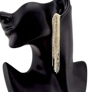 SHASHI Moulin Rouge Earrings Gold Crystal Fringe Statement Drop Earrings